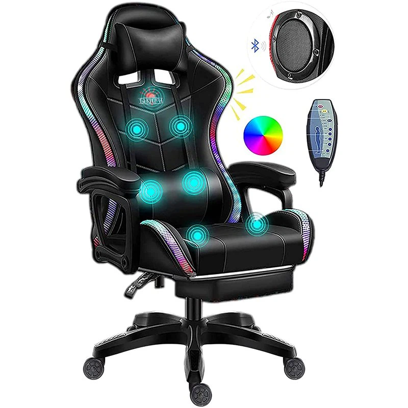 Gaming Chair With Bluetooth Speakers And Led Lights